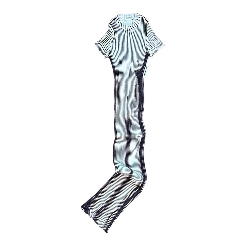 Jean Paul Gaultier Black and White Lurex Metallic Trompe L’oeil Body Knit Dress